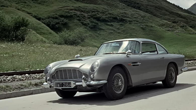 The BMT 216A Aston Martin DB5 from "Goldfinger" on the move, front 3/4 view