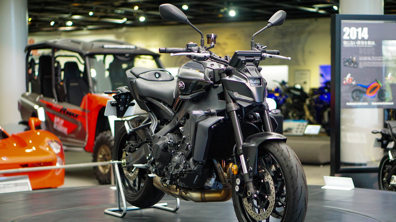 A 2024 Yamaha MT-09 on display