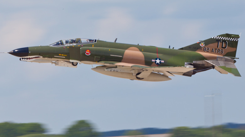 An F-4 Phantom II flying at an airshow