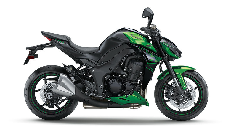 Kawasaki Z1000 sport naked motorcycle side profile on a white background