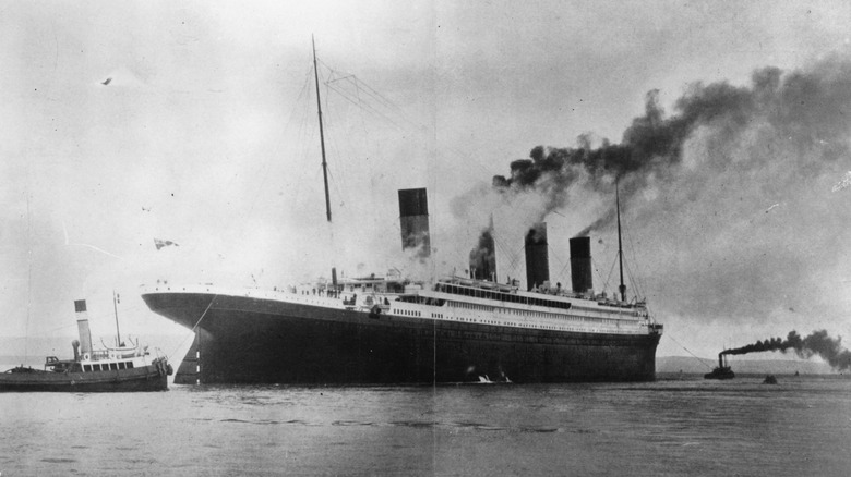 The White Star liner 'Titanic' seen here on trials in Belfast Lough circa 1912.
