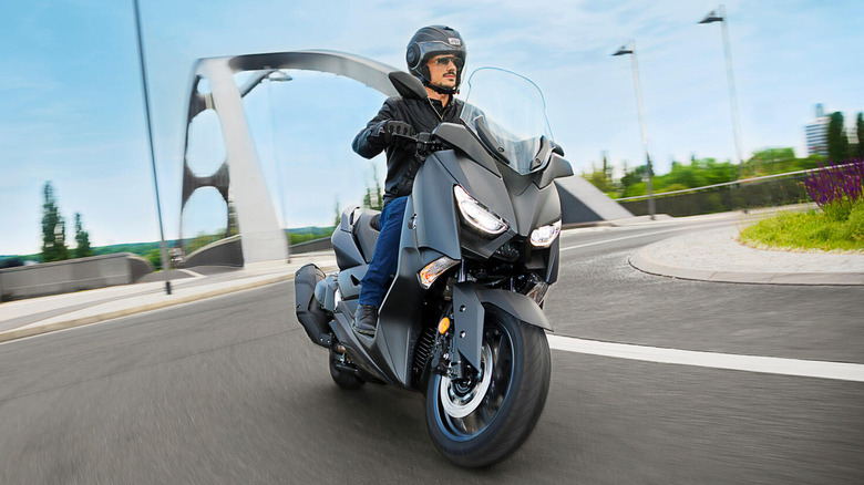 Rider cruising on a 2020 Yamaha XMAX 400