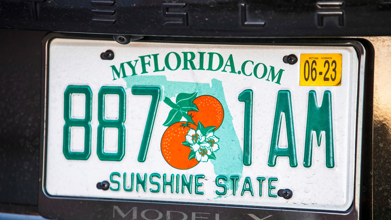 A close-up of a Florida license plate