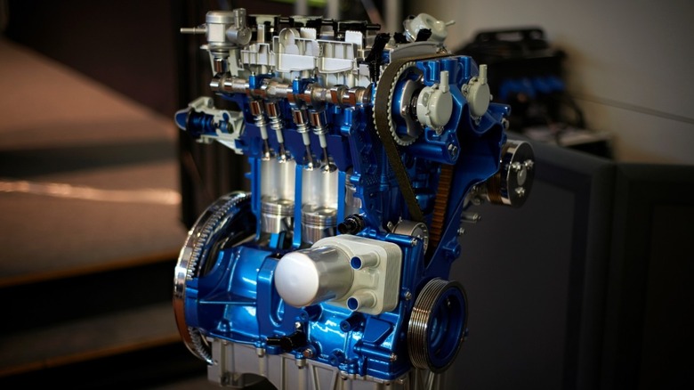 Ford EcoBoost engine on a stand