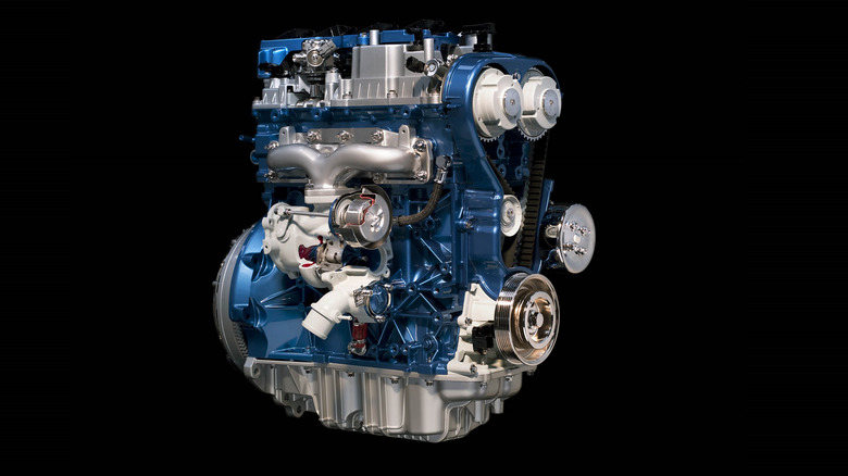 Ford EcoBoost engine on a black background