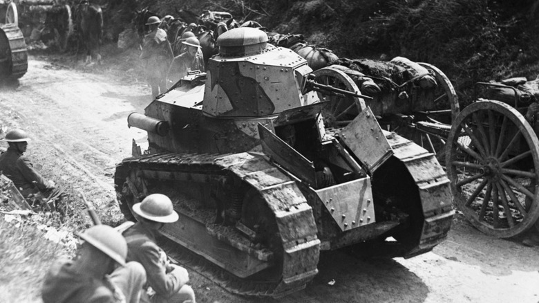 black and white image of a Renault FT in 1918 World War I