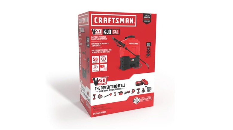 Craftsman 20V Backpack Sprayer box on white background