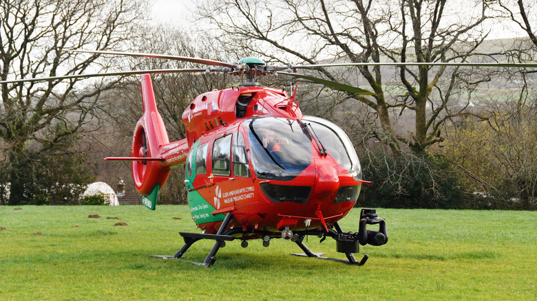 Airbus helicopter about to land.