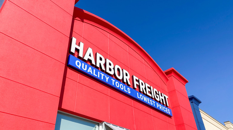 Exterior of Harbor Freight store advertising lowest prices