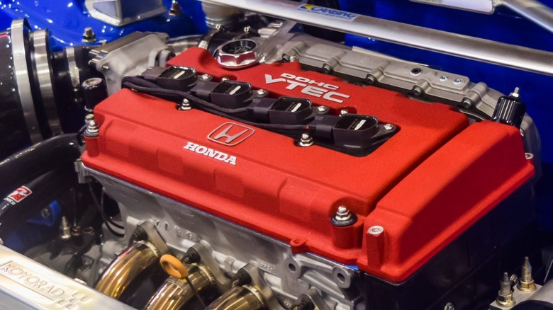 Honda B16 engine bay red cover
