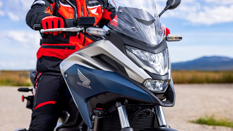 front closeup of Honda NC750X DCT with rider
