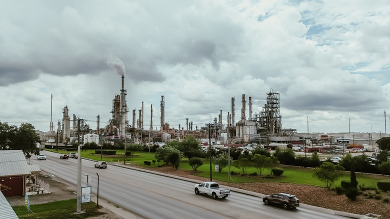 Aerial view of an oil refinery