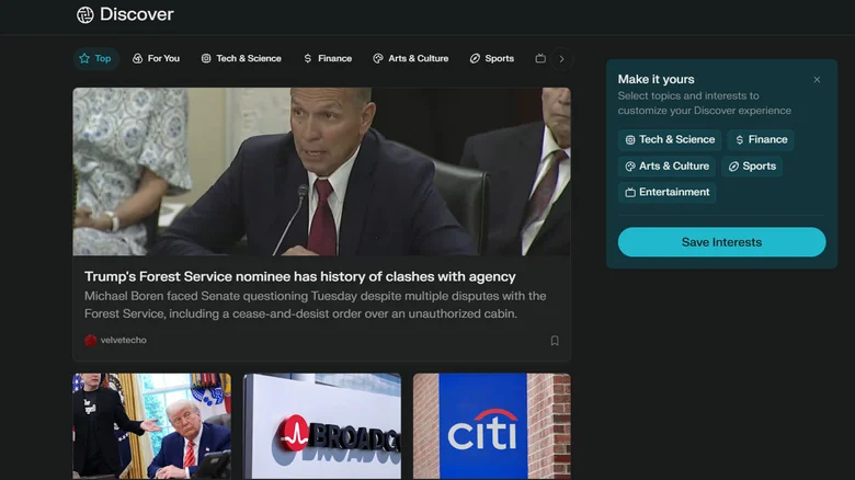 Perplexity's Discover feed
