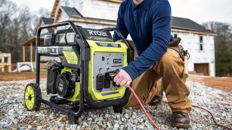 Plugging an extension cord to Ryobi generator