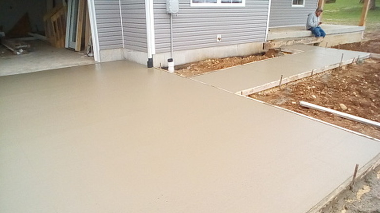 Freshly poured driveway