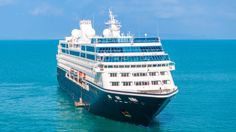 A cruise ship sailing on the ocean.
