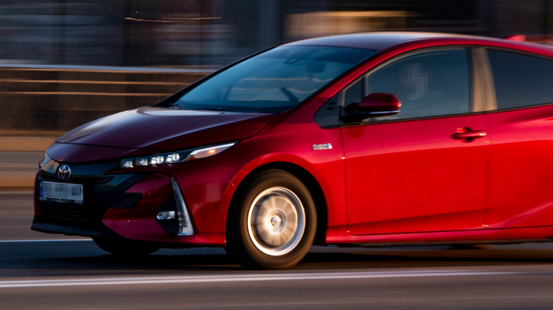 red Prius on road