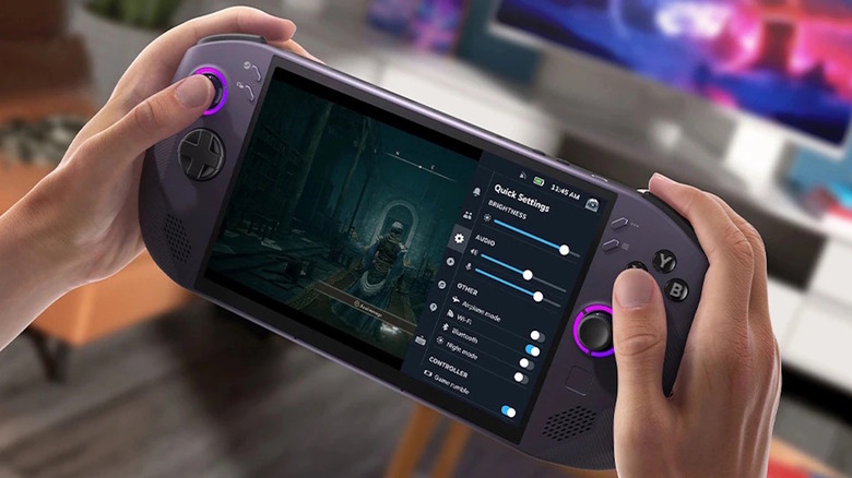 A man playing a game on the SteamOS-powered Legion Go S.