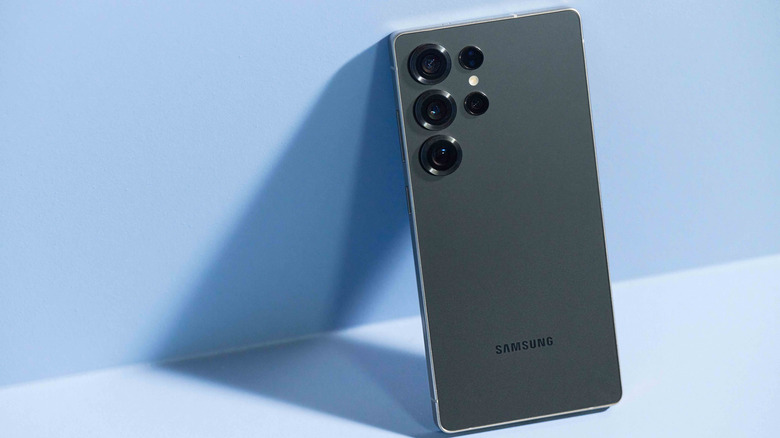 Rear view of a Samsung phone.