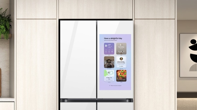 The screen on a white Samsung refrigerator