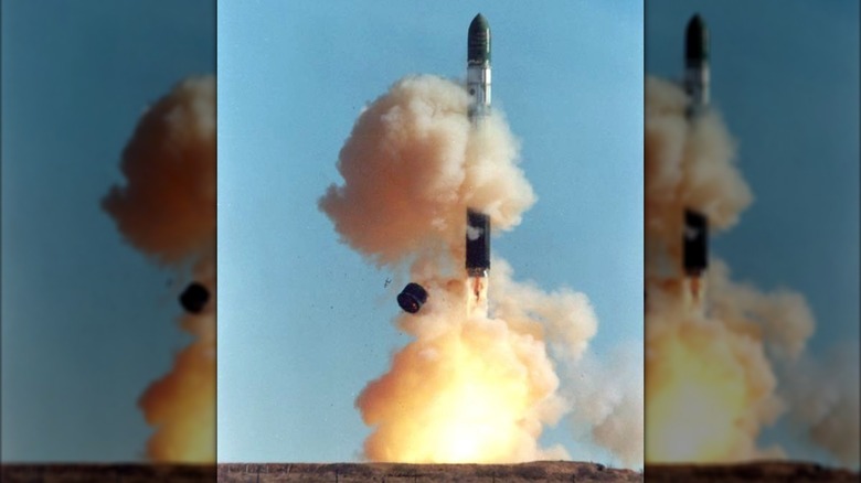 Lift-off of the Russian Dnepr R36M launch vehicle