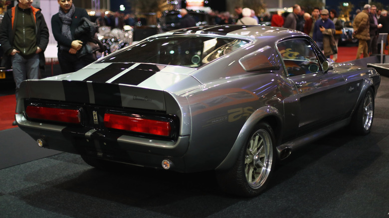 Rear 3/4 view of 1967 Ford Mustang Eleanor at indoor show