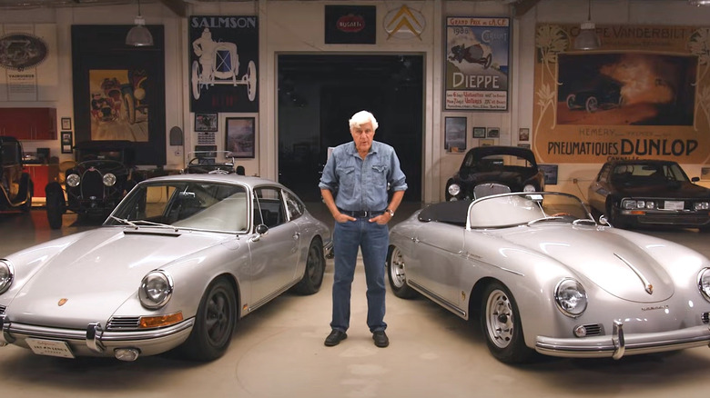 Jay Leno showing off his cars.