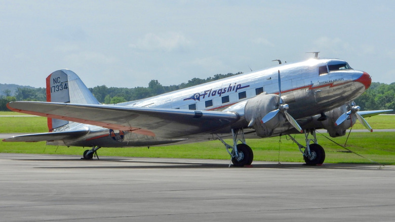 A Douglas DC-3 on the runway