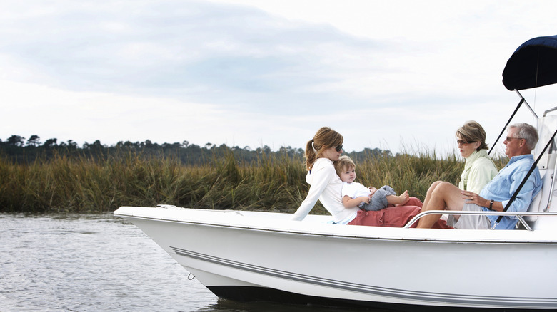Family on boat.