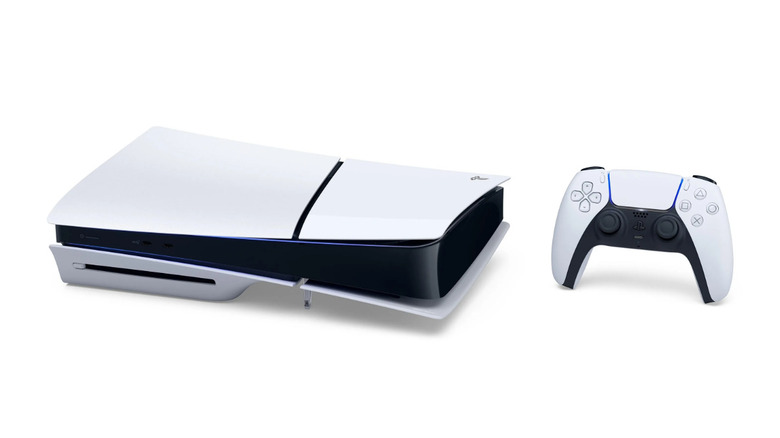 A white PlayStation 5 and a dualsense controller side by side.