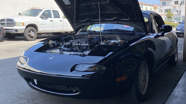 1993 Mazda Miata with hood up