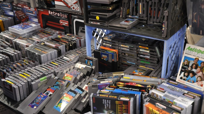 A collection of vintage cartridge-based video games