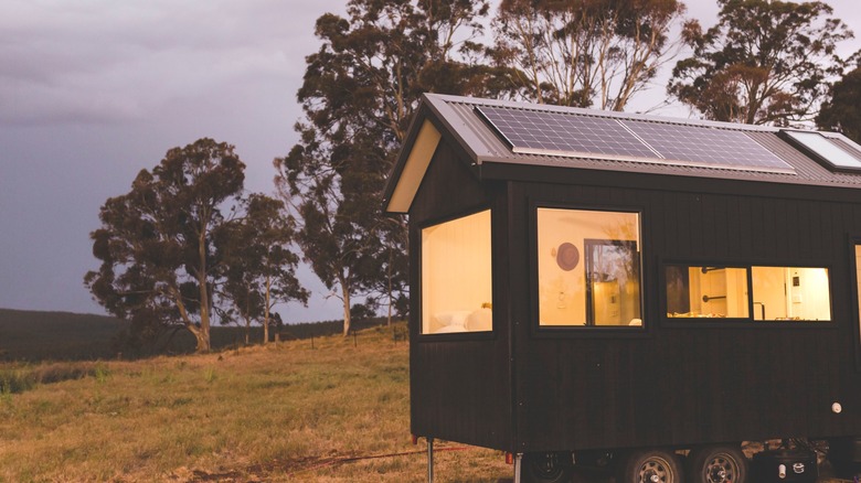 Tiny house with solar panels