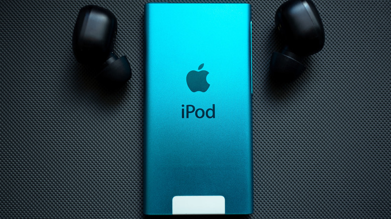 A 7th Generation iPod Nano with Bluetooth earbuds.