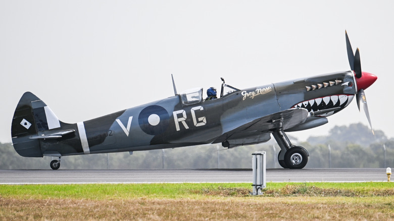 Spitfire airplane on the runway