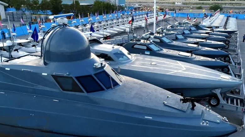A Zulfighar class Air-Defence boat and other speedboats of the IRGC Navy