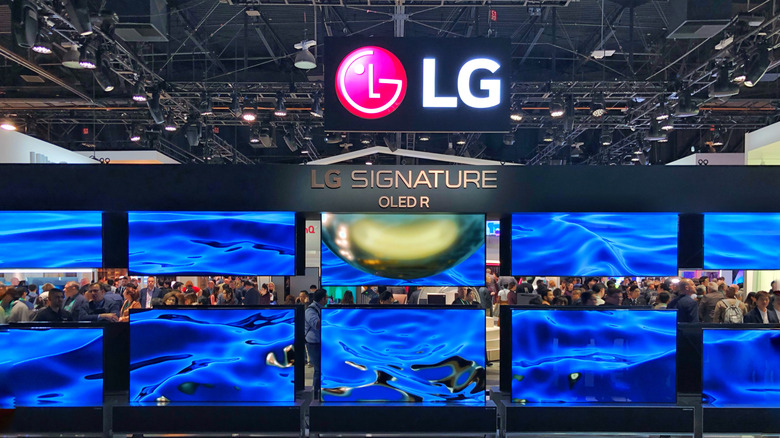 LG TVs on display inside an electronics store