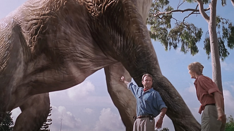 Dr. Grant points out a big brontosaurus in "Jurassic Park."