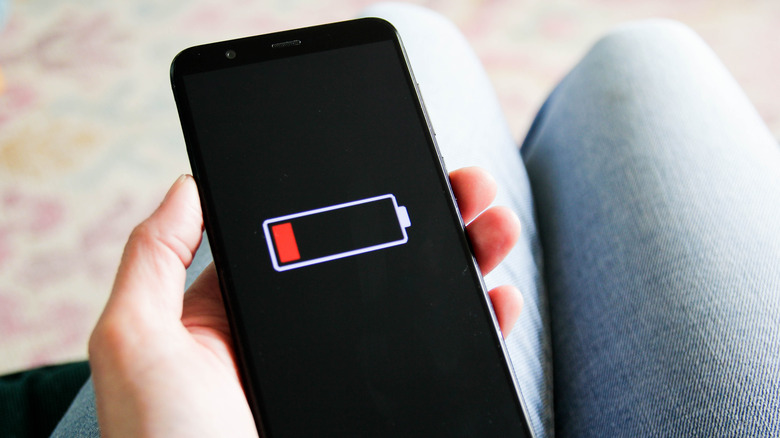 low battery symbol on a smartphone