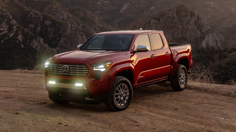 Toyota Tacoma parked on a hillside