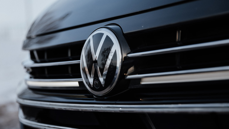 Close-up view of Volkswagen Arteon rear emblem