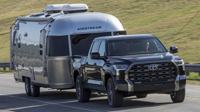 Toyota Tundra towing an Airstream trailer