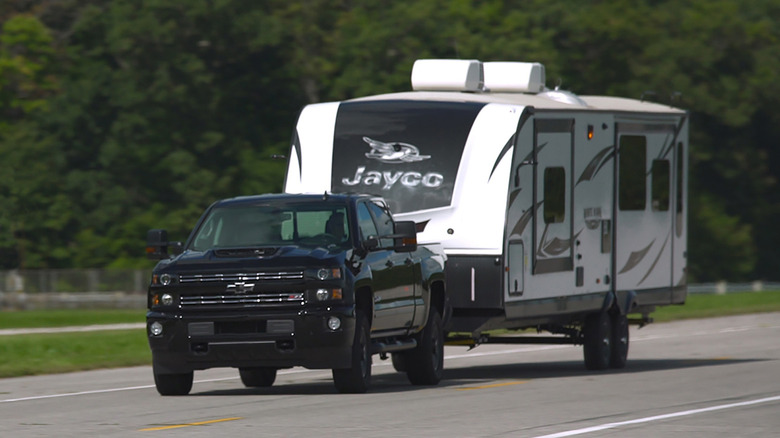 Chevrolet Silverado towing a trailer