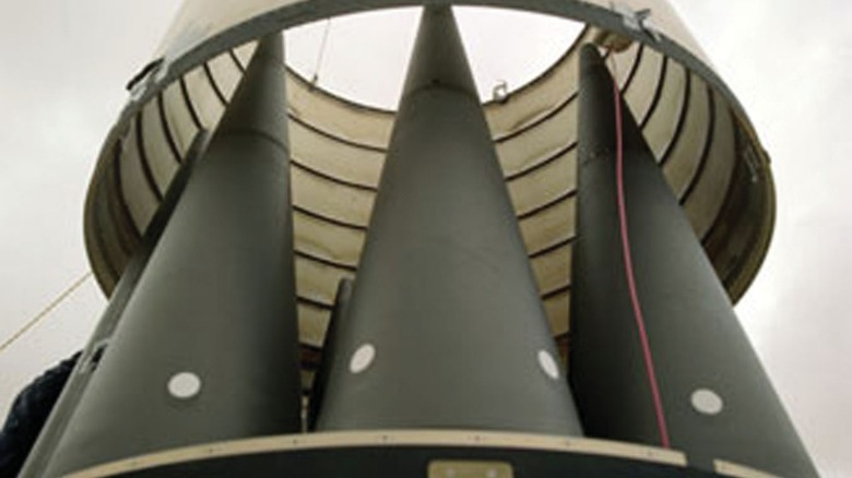 W86 Peacekeeper Warheads on top of a missile