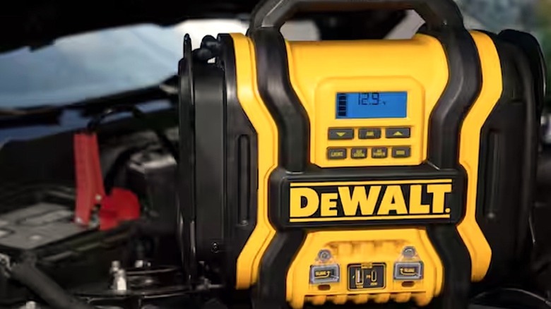 DeWalt Jumper Box providing power to a car battery