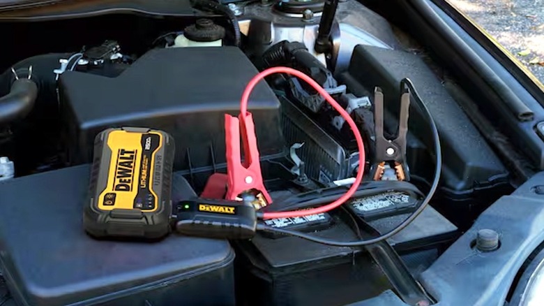 DeWalt Jumper Box providing power to a car battery