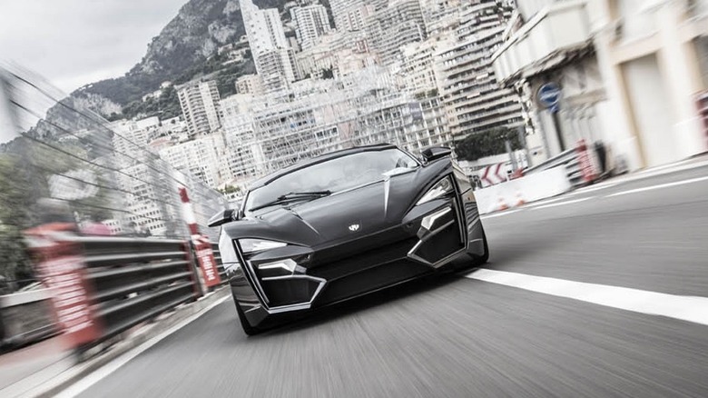 Lykan Hypersport racing down a road