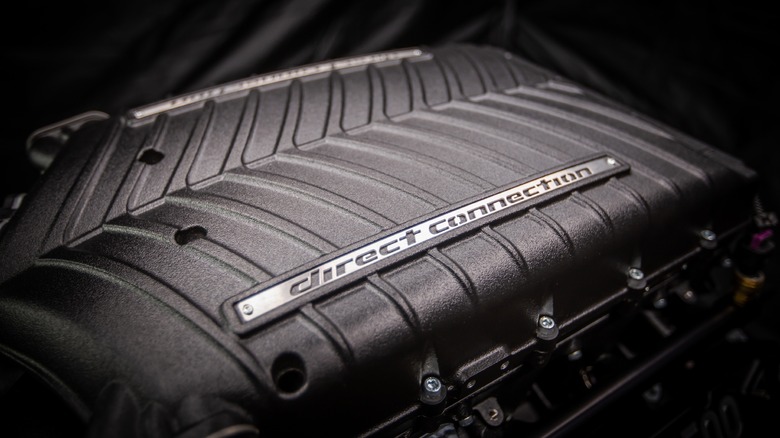 Closeup of Direct Connection branding on crate engine