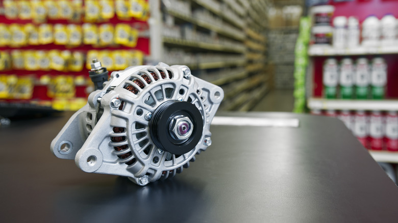 A new alternator on the counter of a parts retailer