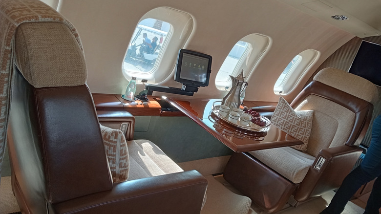 Luxury interior of Gulfstream private jet